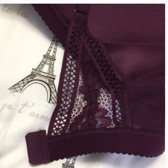 Knix Lace Deep V-neck Bralette Sz L Deep Purple - Picture 4 of 7